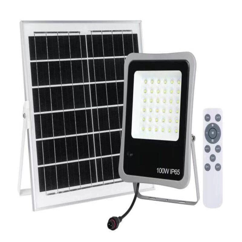 Proiector LED 100W Cu Panou Solar Și Telecomandă